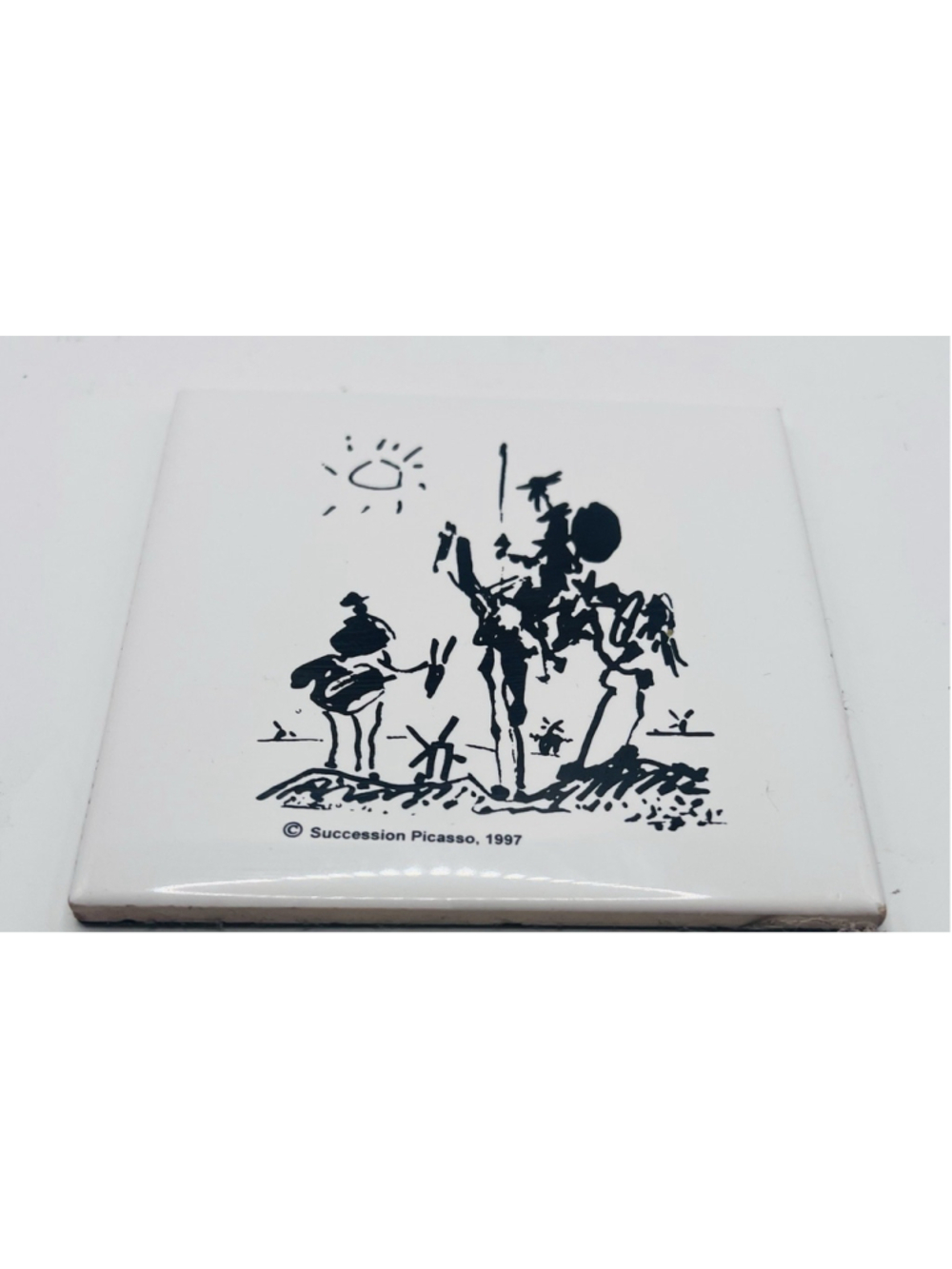 Succession Picasso Ceramic Tile Coasters 1997 Don Quixote & Hands With Dove 2pc - Picture 3 of 6